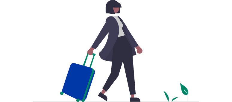 Illustration of a woman with luggage